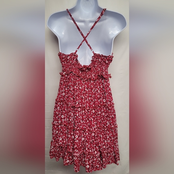 Shein L Floral Sundress Elastic Smocked Spaghetti Strap Zipper Back - Picture 3 of 5